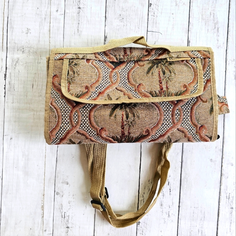 Vintage Bovano USA Fold up Collapsible Rolling Travel Bag Suitcase Palm Trees - Picture 5 of 15